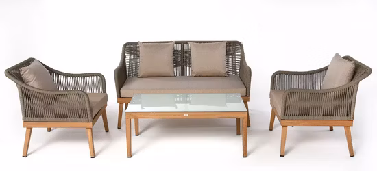 3 PCS Outdoor Patio Furniture Set with Coffee Table for Yard & Bistro